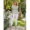 image:imageAllegra K Floral Top for Womens Sweetheart Neck Shirred Ruffle Peplum TopsLight Green