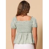 image:imageAllegra K Floral Top for Womens Sweetheart Neck Shirred Ruffle Peplum TopsLight Green