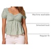 image:imageAllegra K Floral Top for Womens Sweetheart Neck Shirred Ruffle Peplum TopsLight Green