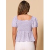image:imageAllegra K Floral Top for Womens Sweetheart Neck Shirred Ruffle Peplum TopsLight Purple