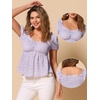 image:imageAllegra K Floral Top for Womens Sweetheart Neck Shirred Ruffle Peplum TopsLight Purple