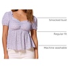 image:imageAllegra K Floral Top for Womens Sweetheart Neck Shirred Ruffle Peplum TopsLight Purple