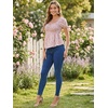 image:imageAllegra K Floral Top for Womens Sweetheart Neck Shirred Ruffle Peplum TopsPink