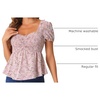 image:imageAllegra K Floral Top for Womens Sweetheart Neck Shirred Ruffle Peplum TopsPink