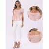 image:imageAllegra K Floral Top for Womens Sweetheart Neck Shirred Ruffle Peplum TopsPink White