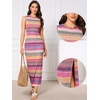 image:imageAllegra K Maxi Dress for Women Striped Sleeveless Crew Neck BodyconMulticolor