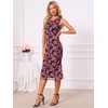 image:imageAllegra K Mesh Floral Dress for Womens Sleeveless Crew Neck Cocktail Party Fishtail Midi DressesBlack Pink