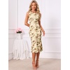 image:imageAllegra K Mesh Floral Dress for Womens Sleeveless Crew Neck Cocktail Party Fishtail Midi DressesLight Brown