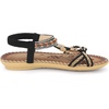 image:imageAllegra K Women Bohemian Rhinestone Knot Flat Ankle Elastic SandalsBlack