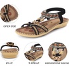 image:imageAllegra K Women Bohemian Rhinestone Knot Flat Ankle Elastic SandalsBlack
