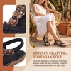 image:imageAllegra K Women Bohemian Rhinestone Knot Flat Ankle Elastic SandalsBlack2