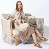 image:imageAllegra K Women Bohemian Rhinestone Knot Flat Ankle Elastic SandalsBrown