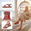 image:imageAllegra K Women Bohemian Rhinestone Knot Flat Ankle Elastic SandalsBurgundy