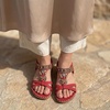 image:imageAllegra K Women Bohemian Rhinestone Knot Flat Ankle Elastic SandalsBurgundy