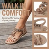image:imageAllegra K Women Bohemian Rhinestone Knot Flat Ankle Elastic SandalsKhaki2