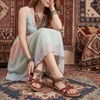 image:imageAllegra K Women Bohemian Rhinestone Knot Flat Ankle Elastic SandalsRed