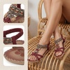 image:imageAllegra K Women Bohemian Rhinestone Knot Flat Ankle Elastic SandalsRed