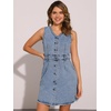 image:imageAllegra K Women Casual Denim V Neck Button Down Mini DressGrey Blue