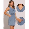 image:imageAllegra K Women Casual Denim V Neck Button Down Mini DressGrey Blue