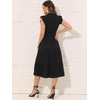 image:imageAllegra K Women Casual Midi Ruffled Sleeve Mock Neck ALine Belted DressBlack