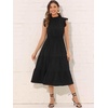 image:imageAllegra K Women Casual Midi Ruffled Sleeve Mock Neck ALine Belted DressBlack
