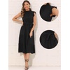 image:imageAllegra K Women Casual Midi Ruffled Sleeve Mock Neck ALine Belted DressBlack