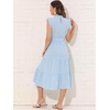 image:imageAllegra K Women Casual Midi Ruffled Sleeve Mock Neck ALine Belted DressBlue