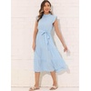 image:imageAllegra K Women Casual Midi Ruffled Sleeve Mock Neck ALine Belted DressBlue