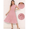 image:imageAllegra K Women Casual Midi Ruffled Sleeve Mock Neck ALine Belted DressPink