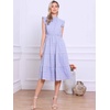 image:imageAllegra K Women Casual Midi Ruffled Sleeve Mock Neck ALine Belted DressPurple