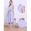 image:imageAllegra K Women Casual Midi Ruffled Sleeve Mock Neck ALine Belted DressPurple