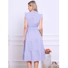 image:imageAllegra K Women Casual Midi Ruffled Sleeve Mock Neck ALine Belted DressPurple