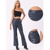 image:imageAllegra K Women Faux Leather Flared Wide Leg Pant with PocketsDark Blue