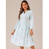 image:imageAllegra K Women Floral Print V Neck Long Sleeve Midi Boho DressBlue