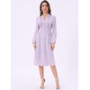 image:imageAllegra K Women Floral Print V Neck Long Sleeve Midi Boho DressDark Purple