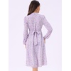 image:imageAllegra K Women Floral Print V Neck Long Sleeve Midi Boho DressDark Purple