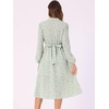 image:imageAllegra K Women Floral Print V Neck Long Sleeve Midi Boho DressGreen