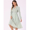 image:imageAllegra K Women Floral Print V Neck Long Sleeve Midi Boho DressGreen