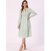 image:imageAllegra K Women Floral Print V Neck Long Sleeve Midi Boho DressGreen