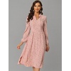 image:imageAllegra K Women Floral Print V Neck Long Sleeve Midi Boho DressPink