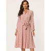 image:imageAllegra K Women Floral Print V Neck Long Sleeve Midi Boho DressPink