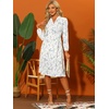 image:imageAllegra K Women Floral Print V Neck Long Sleeve Midi Boho DressWhite