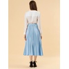 image:imageAllegra K Women Pleated Midi Skirt High Waisted Metallic Party SkirtsBlue