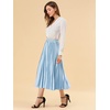 image:imageAllegra K Women Pleated Midi Skirt High Waisted Metallic Party SkirtsBlue