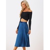 image:imageAllegra K Women Pleated Midi Skirt High Waisted Metallic Party SkirtsBlue1