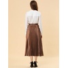 image:imageAllegra K Women Pleated Midi Skirt High Waisted Metallic Party SkirtsBrown