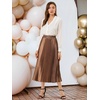 image:imageAllegra K Women Pleated Midi Skirt High Waisted Metallic Party SkirtsBrown