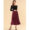 image:imageAllegra K Women Pleated Midi Skirt High Waisted Metallic Party SkirtsBurgundy