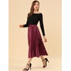 image:imageAllegra K Women Pleated Midi Skirt High Waisted Metallic Party SkirtsBurgundy