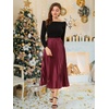 image:imageAllegra K Women Pleated Midi Skirt High Waisted Metallic Party SkirtsBurgundy